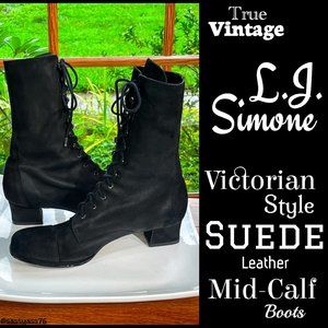 Vintage Black Lace Up Boots